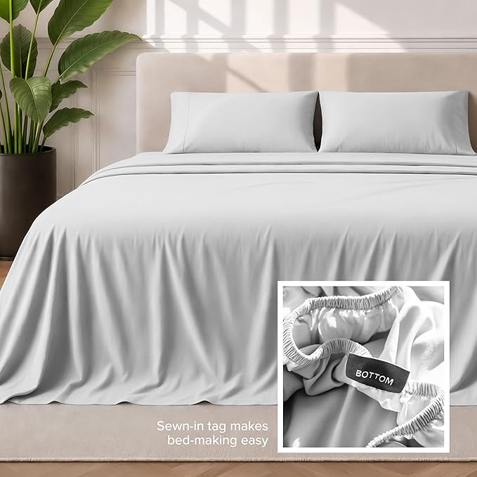 Bare Home California King Sheet Set - 1800 Ultra-Soft Microfiber Cal King Bed Sheets - Double Brushed - Deep Pockets - Easy Fit - 4 Piece Set - Bed Sheets (California King, Cloud Grey)