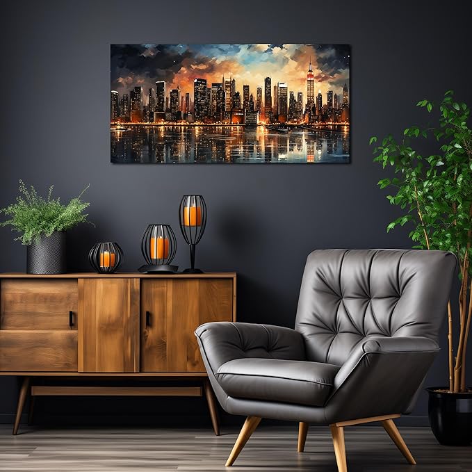 New York City Canvas Wall Art for Bedroom Modern Wall Pictures for Living Room Home Office Wall Decor Size 20 x 40 Inch