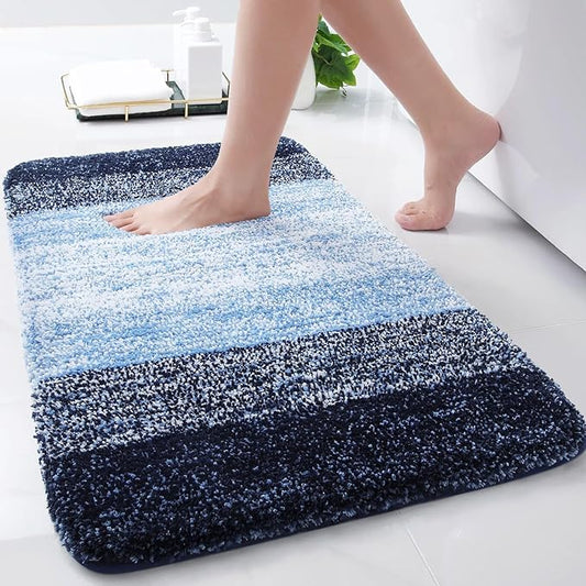 Arotive Microfiber Bathroom Rugs, Shaggy Soft and Absorbent Bath Rug, Non-Slip, Thick Plush Machine Washable Dry Bath Mats for Bathroom, Tub and Shower, 30x17, Blue, Rectangular