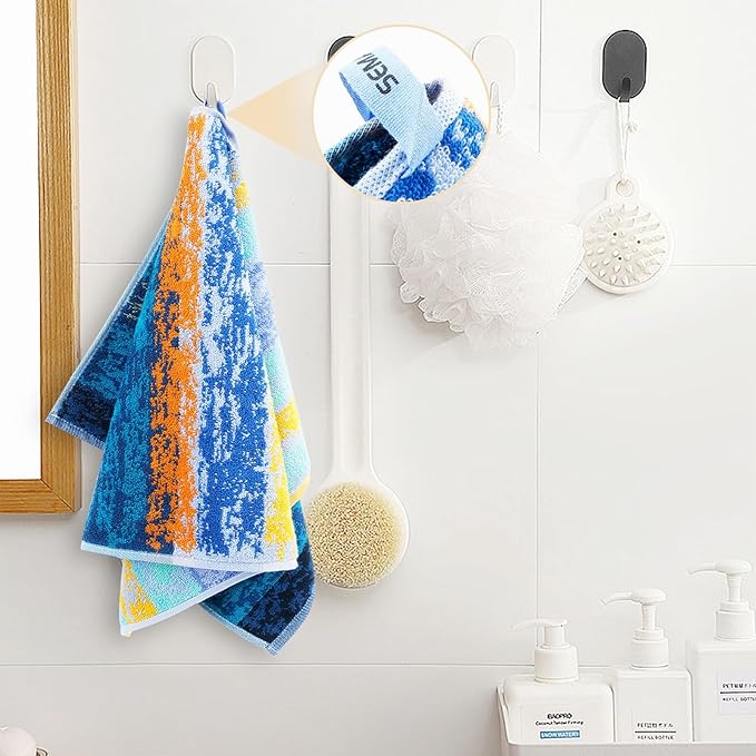 SEMAXE 18-Pack Bath Towel Set Include 6 Bath Towels, 6 Hand Towels, 6 Wash Cloths, 100% Cotton Bathroom Towels with Hanging Loops, Soft & Absorbent Towel, Colorful Towel - The Starry Night Collection