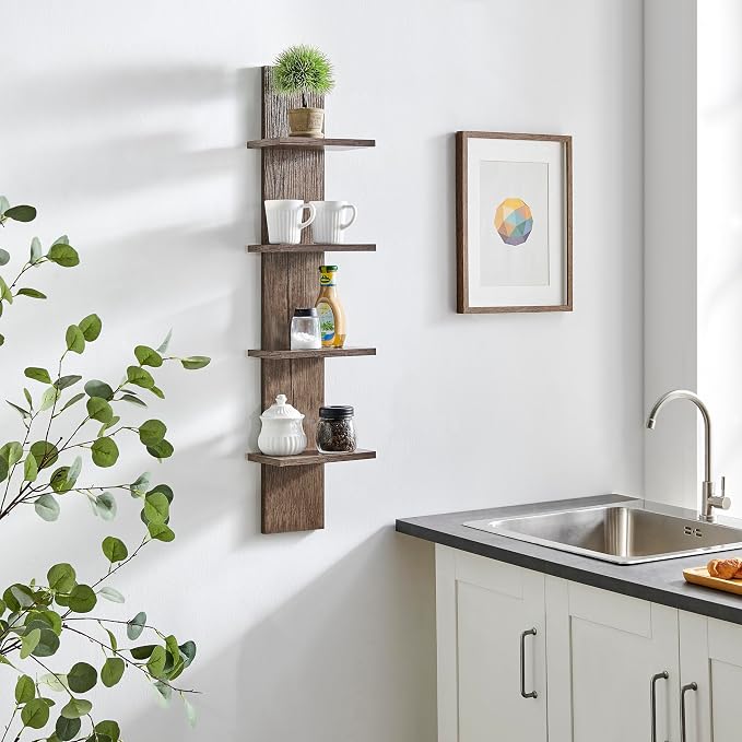 Danya B. Arica Utility Column 4-Tier Spine Wall Mount Shelves (Hickory)