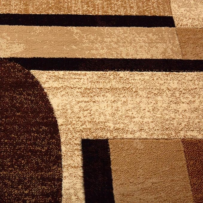 Home Dynamix Tribeca Jasmine Modern Area Rug, Abstract Brown/Beige 3 Piece Set