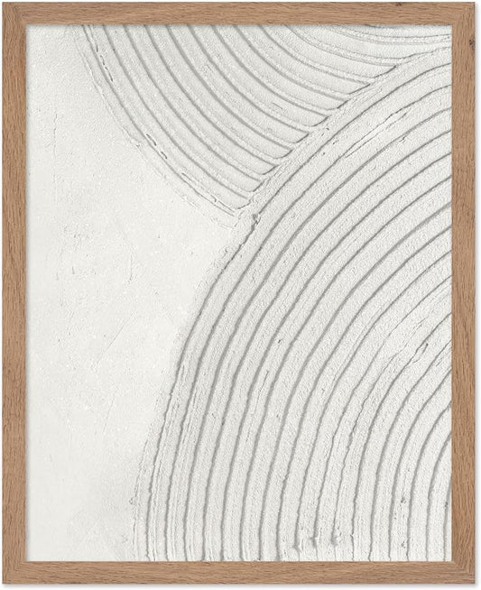 Poster Master Soft Lines Poster - Spiral Circle Print - Texture Art - Abstract Art - Mid Century Modern Art - Aesthetic Art - Acrylic Waves Art - Rustic Bedroom Wall Decor - 8x10 Beige Framed