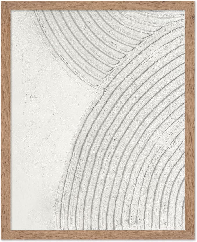 Poster Master Soft Lines Poster - Spiral Circle Print - Texture Art - Abstract Art - Mid Century Modern Art - Aesthetic Art - Acrylic Waves Art - Rustic Bedroom Wall Decor - 16x20 Beige Framed