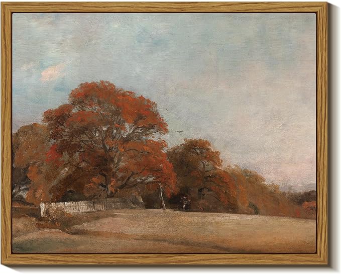 InSimSea Fall Landscape Framed Wall Art,Vintage Canvas Print, Autumn Scenery,Nature Decor for Living Room, Bedroom, Bathroom,8x10 in