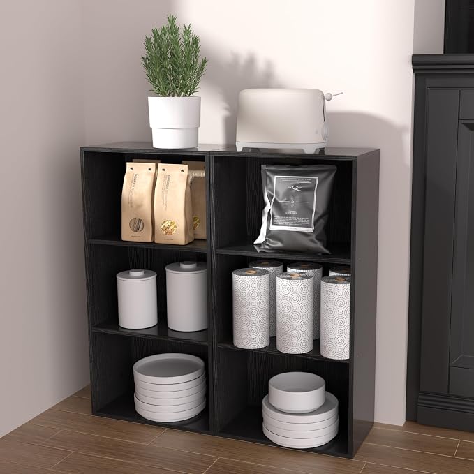 Wooden 3 Cube Storage Organizer, 3 Tier Low Bookcase Freestanding Storage Display Organizer,Versatile Cubes Shelf and Cubby Unit for Any Space