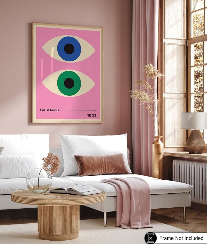 Poster Master Bauhaus Poster - Eyes Print - Abstract Circles ART - Graphic Design ART - Geometric Style - Chic Boho - Mid Century Modern - Living Room or Bedroom Decor - 8x10 UNFRAMED Wall Decor