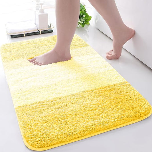 Arotive Microfiber Bathroom Rugs, Shaggy Soft and Absorbent Bath Rug, Non-Slip, Thick Plush Machine Washable Dry Bath Mats for Bathroom, Tub and Shower, 70x24, Yellow, Rectangular