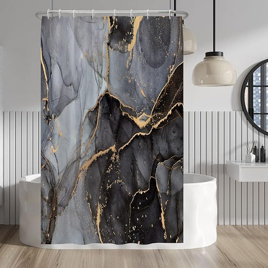 Baocicco Gray and Gold Marble Shower Curtain Modern Luxury Abstract Shower Curtains Decorative for Bathroom Bathtubs Waterproof Fabric Shower Curtain with Hooks 48x72 Inches