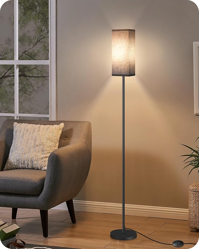 Floor Lamp, Pole Lamp with Foot Switch, Modern Standing Lamp Shade, Minimalist Freestanding Lamp (Bulb Not Included), for Living Room, Bedroom Office ETL Listed, Black B07LD05