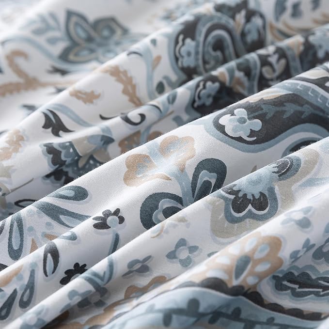 HoneiLife King Size Duvet Cover - 3pcs Paisley Comforter Cover, Soft & Breathable Floral Bedding Duvet Cover Sets with Zipper Closure & Corner Ties, Wildflower Comforter Cover Sets All Season Use