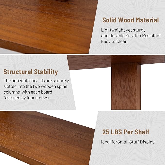 PHOENANCEE 3 Tier Floating Shelves,Long Wall Shelf,Over The Toilet Shelves Bathroom Hanging Display Storage Rustic for Living Room Bedroom Kitchen Office Coffee Bar Decor Decorative,24 Inch,(Walnut)