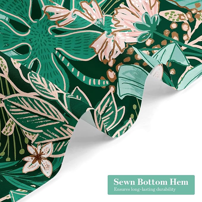 MitoVilla Boho Floral Green Shower Curtain, Spring Flower Shower Curtains for Rustic Vintage Bathroom Decor, Chic Elegant Fabric Cloth Shower Curtain, Summer Tropical Leaves, 72x72