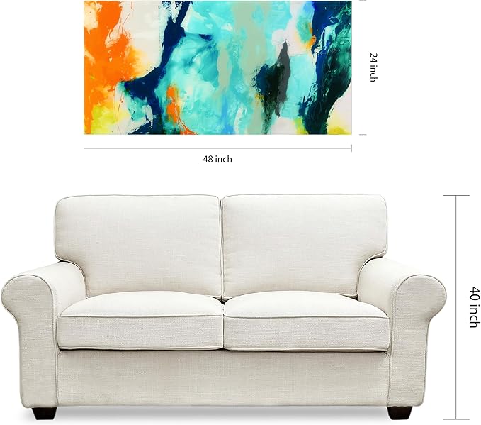 Empire Art Direct Tidal Abstract 2 Frameless Free Floating Tempered Glass Panel Graphic Wall Art, 48" x 24" x 0.2", Ready to Hang