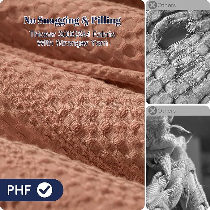 PHF Soft Waffle Comforter Set King Size- Comfy Breathable Waffle Weave Comforter with 2 Pillow Shams, 3 Pieces Less Snagging Lightweight Textured Bedding Set for All Season, Terracotta