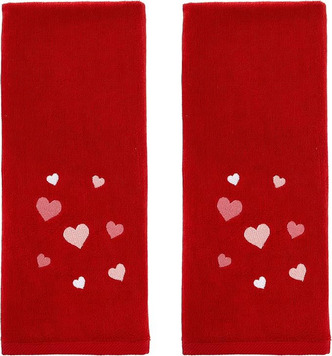 SKL Home Valentine's Day Tossed Hearts Hand Towel Set, 2 Count