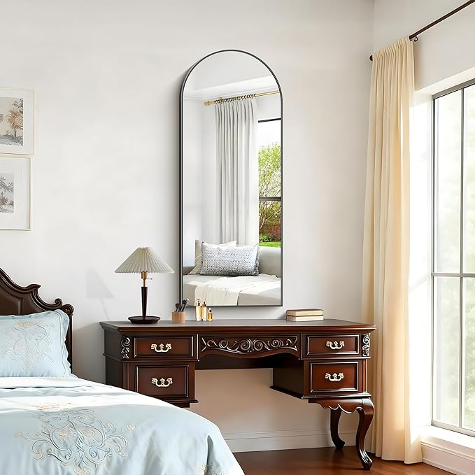 Arched Mirror, 20’x48’’ Black Arch Mirror for Bathroom, Arched Bathroom Mirror with Frame, Modern Wall Mounted Mirror for Over Sink Mantle Bedroom Vanity Living Room Entryway