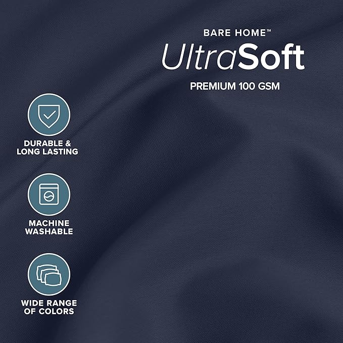 Bare Home Split King Sheet Set - 1800 Ultra-Soft Microfiber Bed Sheets - Double Brushed - Deep Pockets - Easy Fit - 5 Piece Set - Bedding Sheets & Pillowcases (Split King, Midnight Blue)