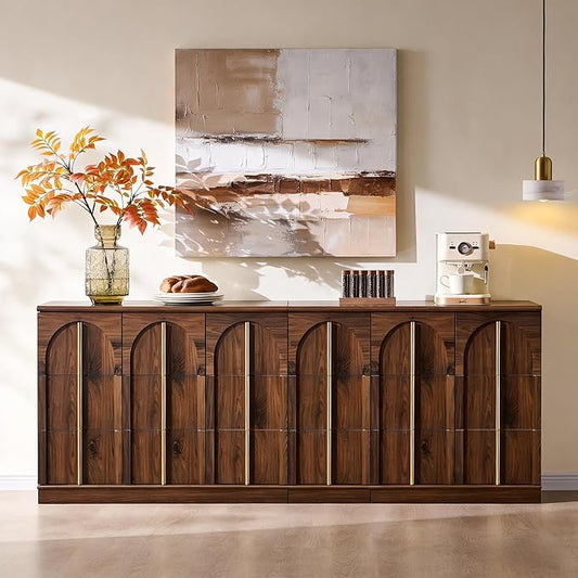 ACCOHOHO Buffet Cabinet with Storage 93 Inch Arched Wood Sideboard Cabinet with Adjustable Shelf Modern Console Tables Accent Storage Cabinets for Living Room,Dining Room,Kitchen