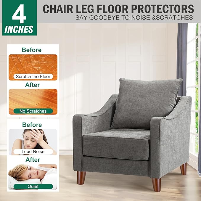 FoDau770 Brown Rubber Wood Furniture Legs 4 Inches, Slant Tapered Wood Feet Mid Century Sofa Legs Set of 8, 5/16" UNC Furniture Feet Replacement Parts for Cabinet Couch Dresser Chair Ottoman Table