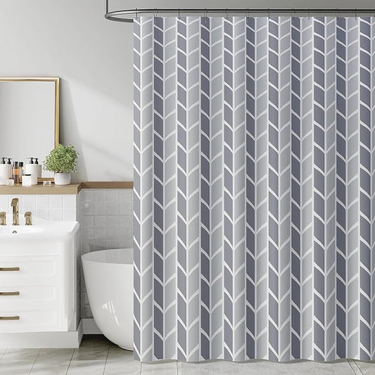 jinchan Grey and White Geometric Shower Curtain Chevron Arrow Farmhouse Shower Curtains for Bathroom Modern Waterproof Fabric with 12 Hooks 70x72 Inches