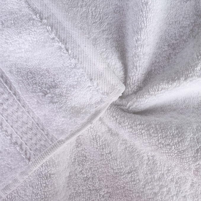 Superior Egyptian Cotton Pile Bath Towel Set of 4, Ultra Soft Luxury Towels, Thick Plush Essentials, Absorbent Heavyweight, Guest Bath, Hotel, Spa, Home Bathroom, Shower Basics, White