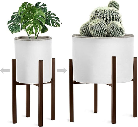Sorbus Adjustable Metal Plant Stand – Mid Century Style Flower Pot Holder, 10 to 16 Inches Planter Stand for Modern Home Décor, Houseplants – Plant & Pot NOT INCLUDED (Brown, 1 Pack)