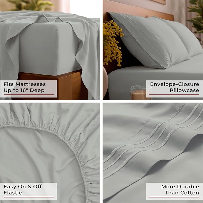 Mellanni Twin Sheets Set - 3 PC Iconic Collection Bedding - Hotel Luxury, Extra Soft, Cooling Bed Sheets - Wrinkle, Fade, Stain Resistant (Twin, Spa Mint)