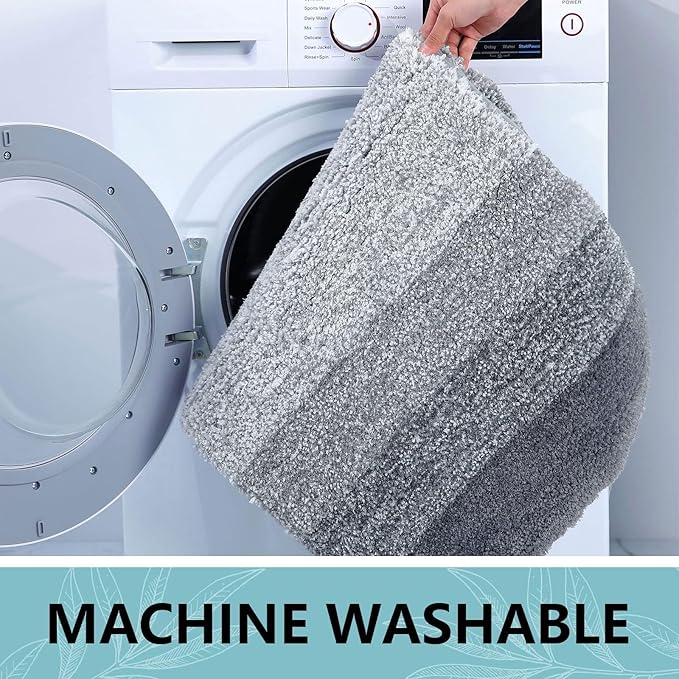Arotive Microfiber Bathroom Rugs, Shaggy Soft and Absorbent Bath Rug, Non-Slip, Thick Plush Machine Washable Dry Bath Mats for Bathroom, Tub and Shower, 70x24, Grey, Rectangular