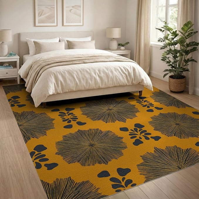 8'x10' Washable Flatwoven Rug, Black Modern Geometric Stain Resistant Extra Large Carpet Non-Slip Chair-Friendly Mat for Dining Room, Large Office, Lounge | Ref:2229843