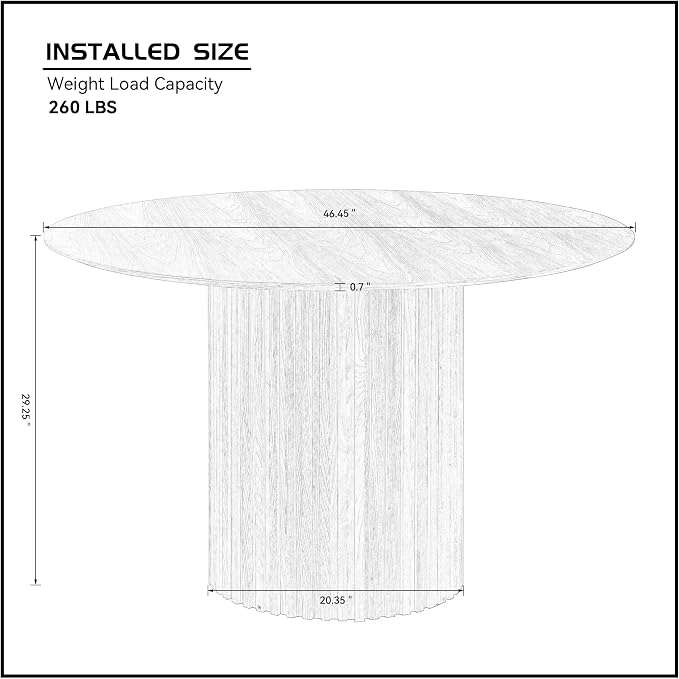 JUSTONE 46 inch Round Dining Table Black, Mid Century Modern MDF Top Pedestal Base Kitchen Table Seats 4 for Dining Kitchen Living Room