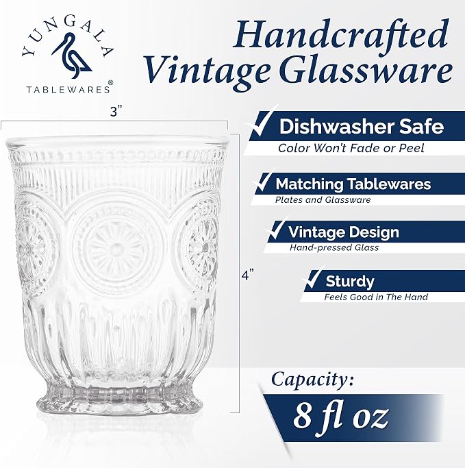 Clear Small Drinking Glasses Set of 6 Vintage Hobnail 8 oz