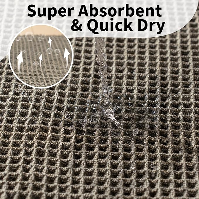 Waffle Bath Mat - Boho Bathroom Rugs Non Slip Washable, Super Absorbent & Quick Dry, Soft Bath Mat Farmhouse Bathroom Decor, 20'' x 32'', Olive Green
