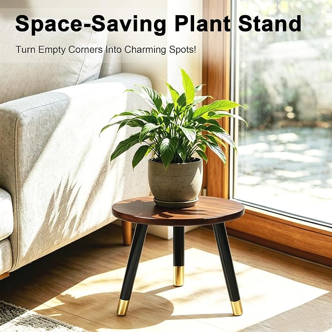 2-Pack Mid Century Plant Stand for Indoor Plants, Modern Metal Flower Pot Holder Stand for Living Room, Decorative Small Round Side Table for Balcony, Patio, Office, 8.9” High, Black