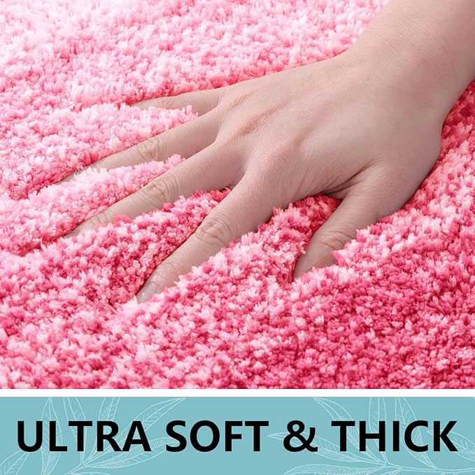 Arotive Microfiber Bathroom Rugs, Shaggy Soft and Absorbent Bath Rug, Non-Slip, Thick Plush Machine Washable Dry Bath Mats for Bathroom, Tub and Shower, 30x20, Pink, Rectangular