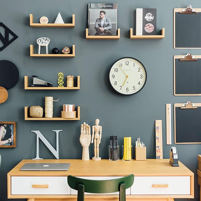 NEWGATE® Master Edwards wall Clock | Mid-Century Style Clock | 12 inch | Deep Metal case in matt Dark Gray | Modern Retro Design for Kitchen, Living Room or Office