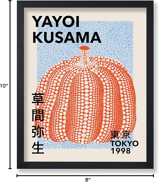 Poster Master Vintage Poster - Pumpkin Forever Print - Tokyo Art - Infinity Dots Art - Chic Gift for Men, Women - Perfect Decor for Living Room, Bedroom, Office, 8x10 Black Framed