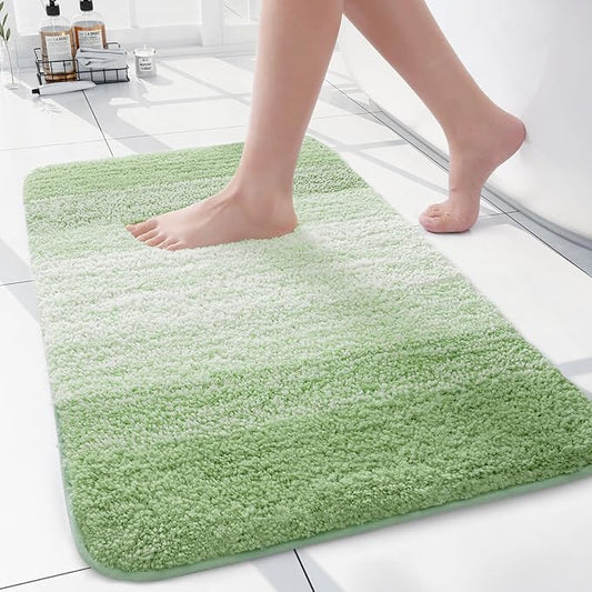 Arotive Microfiber Bathroom Rugs, Shaggy Soft and Absorbent Bath Rug, Non-Slip, Thick Plush Machine Washable Dry Bath Mats for Bathroom, Tub and Shower, 24x16, Sage Green, Rectangular