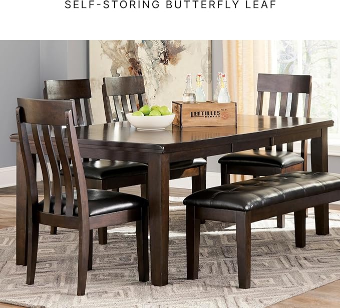 Signature Design by Ashley Haddigan Traditional Rectangular Dining Extension Table, Seats up to 8, Dark Brown