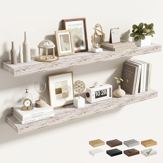 40 Inch Floating Shelves for Wall 2 Pack, 40" Wall Shelves for Books, Storage, Decor, Wall Mounted Floating Shelf with Invisible Brackets for Kitchen, Living Room, Rustic