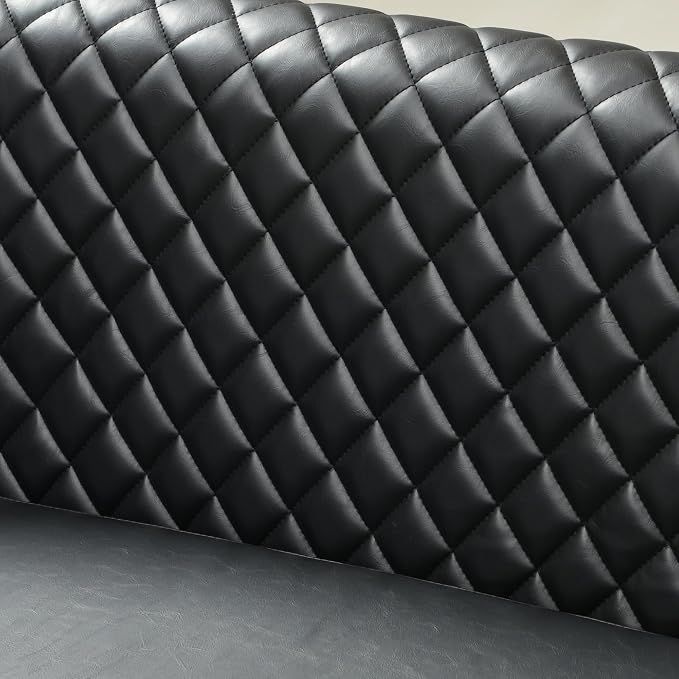 KINWELL 50" Faux Leather Upholstered Loveseat Sofa with 2 Swivel Barrel Accent Chairs, Minimalist Comfy 2-Seater Couch and Armchair for Small Spaces Apartment, Black