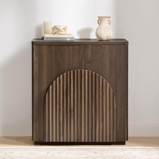 CHITA Sideboard Buffet Cabinet with Storage, Small Storage Cabinet with Doors and Shelves for Living Room Accent, Bar, Kitchen, Walnut