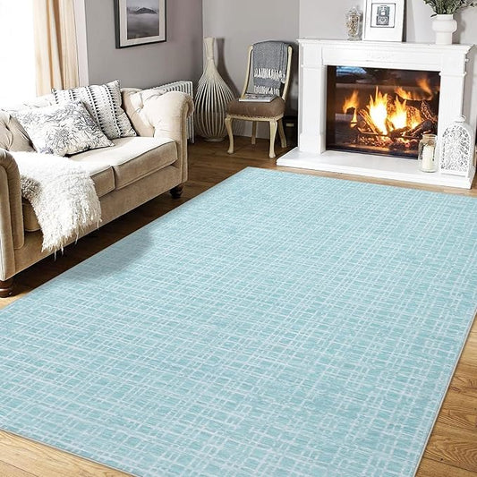 Washable Rug 5x7 Area Rug for Living Room Bedroom Rug Modern Contemporary Large Area Rug Non Slip Throw Rugs Soft Faux Wool Low Pile Stain Resistant Carpet for Dining Room 5'x7' Mint Green