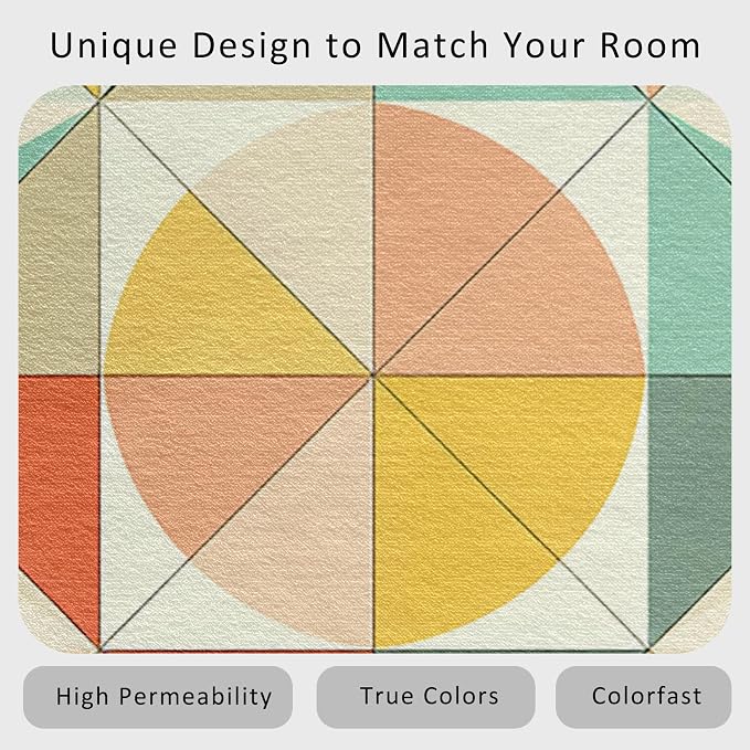 Mid Century Modern Rug 5x8 Checkboard Geometric Checkered Pattern Area Rugs for Living Room, Bedroom, Mid Century Modern Home Decor Accessories Indoor Carpet, Non Slip & Machine Washable