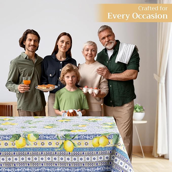 Maison d' Hermine Table Cloth Rectangle Table 100% Cotton 60 x 108 Inches Tablecloth Reusable Decorative for Dining Room Farmhouse Home Valentines Day Decorations Spring Summer - Citrus