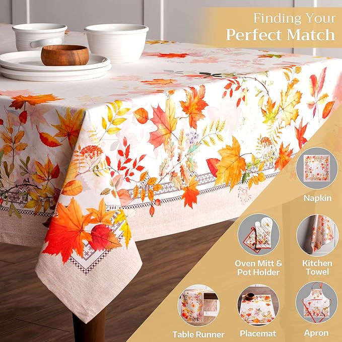 Maison d' Hermine Table Cloth Rectangle Table 100% Cotton 60 x 90 Inches Fall Tablecloth Reusable Everyday Use for Thanksgiving Christmas Decorations Dining Farmhouse Party (Amarante)
