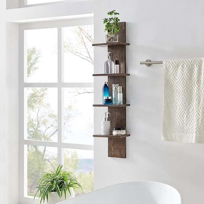 Danya B. Arica Utility Column 4-Tier Spine Wall Mount Shelves (Hickory)
