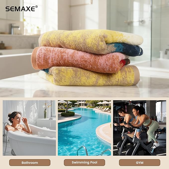 SEMAXE 12 Pack Hand Towels for Bathroom, 100% Cotton Towels with Hanging Loops, Soft & Highly Absorbent, Hand Towel Set for Gym, Shower, Hotel, Spa and Kitchen, Colorful Towel - Sunset Collection