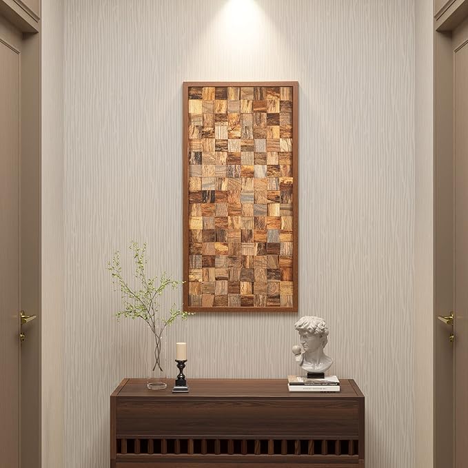 CONSDAN Wood Wall Decor | USA Grown Hardwood, Rustic Wooden Wall Art, Home Decorations for Living Room and Bedroom Aesthetic, Framed and Ready to Hang, Rustic, 36" x 18"