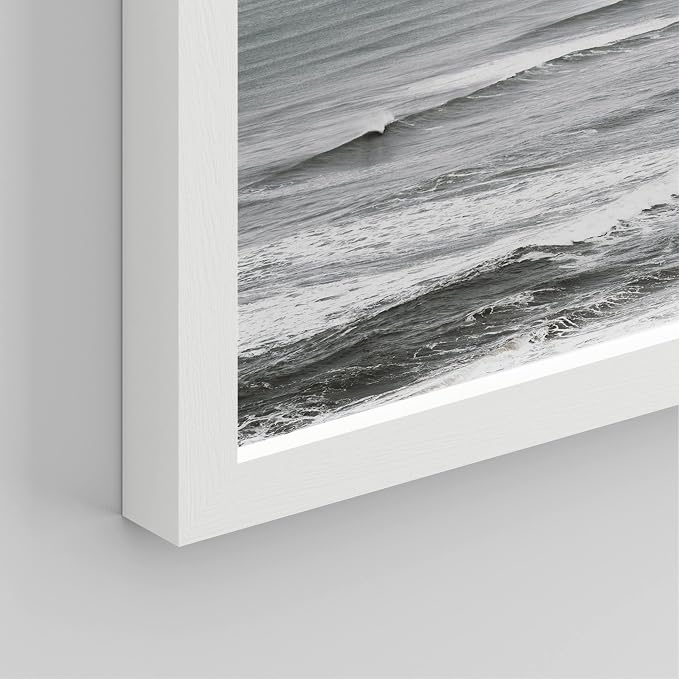 SIGNWIN Framed White Minimal Ocean Beach Seashore Coastals Wall Art, Set of 4 Landscape Colorful Wall Decor Prints, Nature Wilderness Wall Décor for Living Room, Bedroom - 12"x16" White